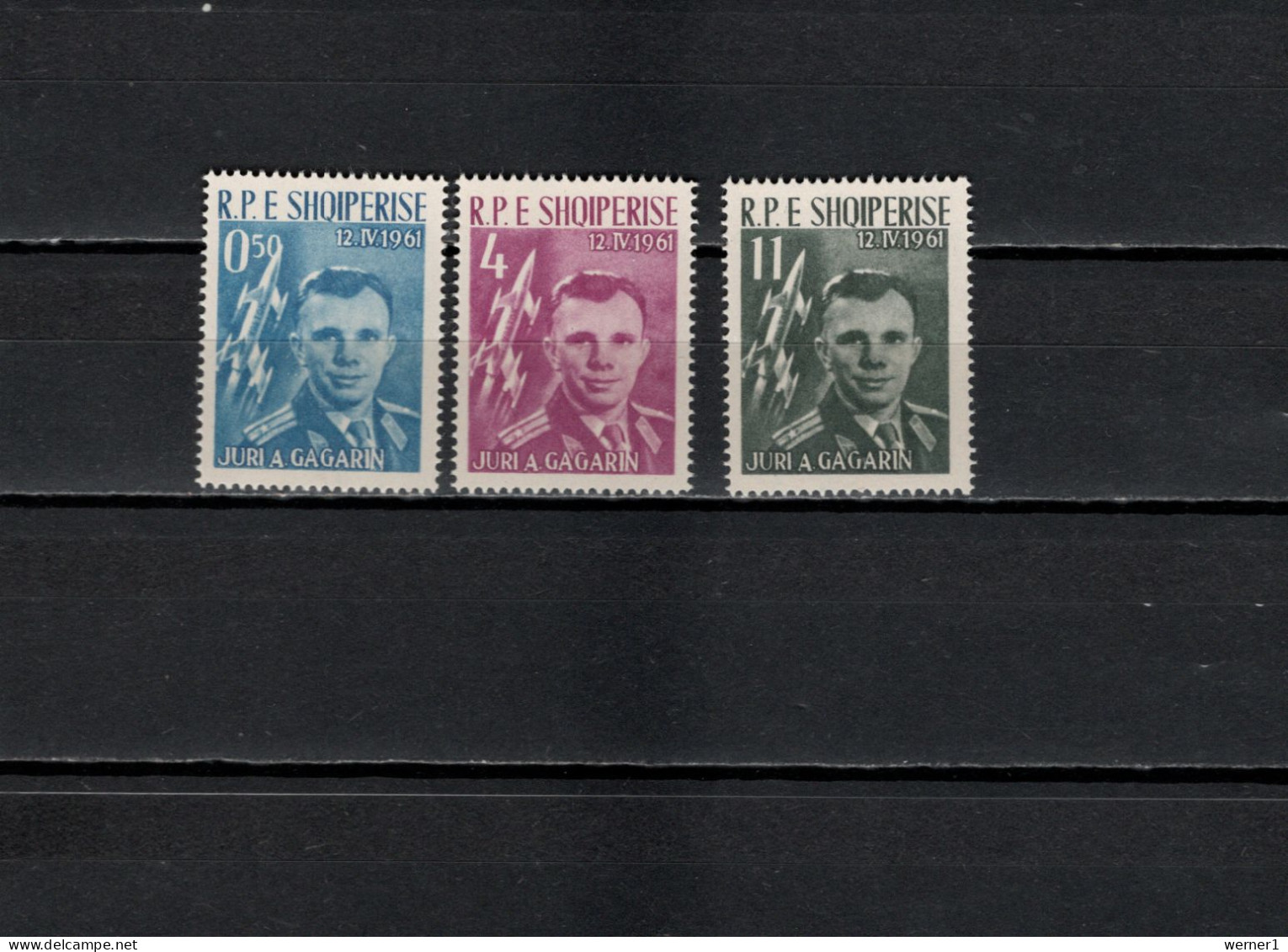 Albania 1962 Space, Yuri Gagarin, Vostok 1, Set Of 3 MNH - Europa