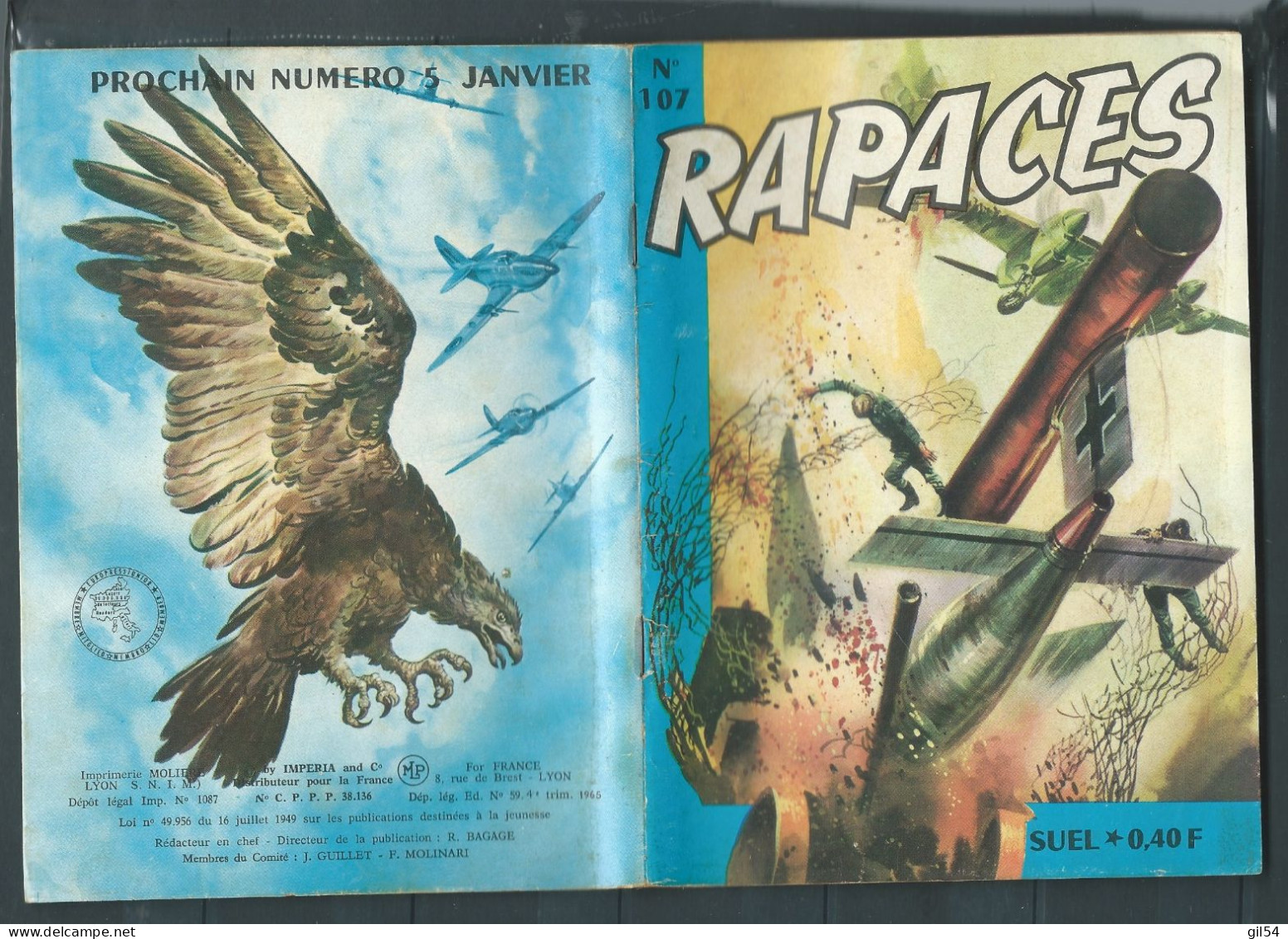 Bd " Rapaces   " Bimensuel N° 107 " Oeil De Chat    "      , DL  4è Tri. 1965 - BE- RAP 0604 - Rapaces