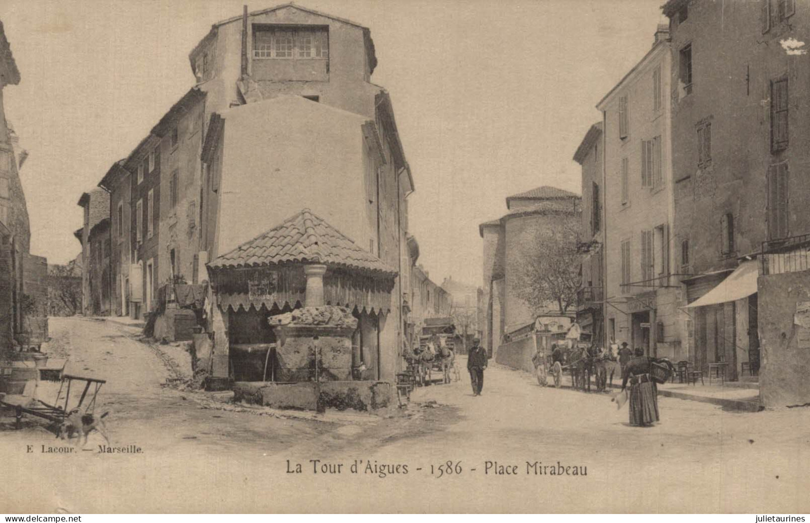 84 LA TOUR D AUGUES 1586 PLACE MIRABEAU CPA BON ETAT - La Tour D'Aigues