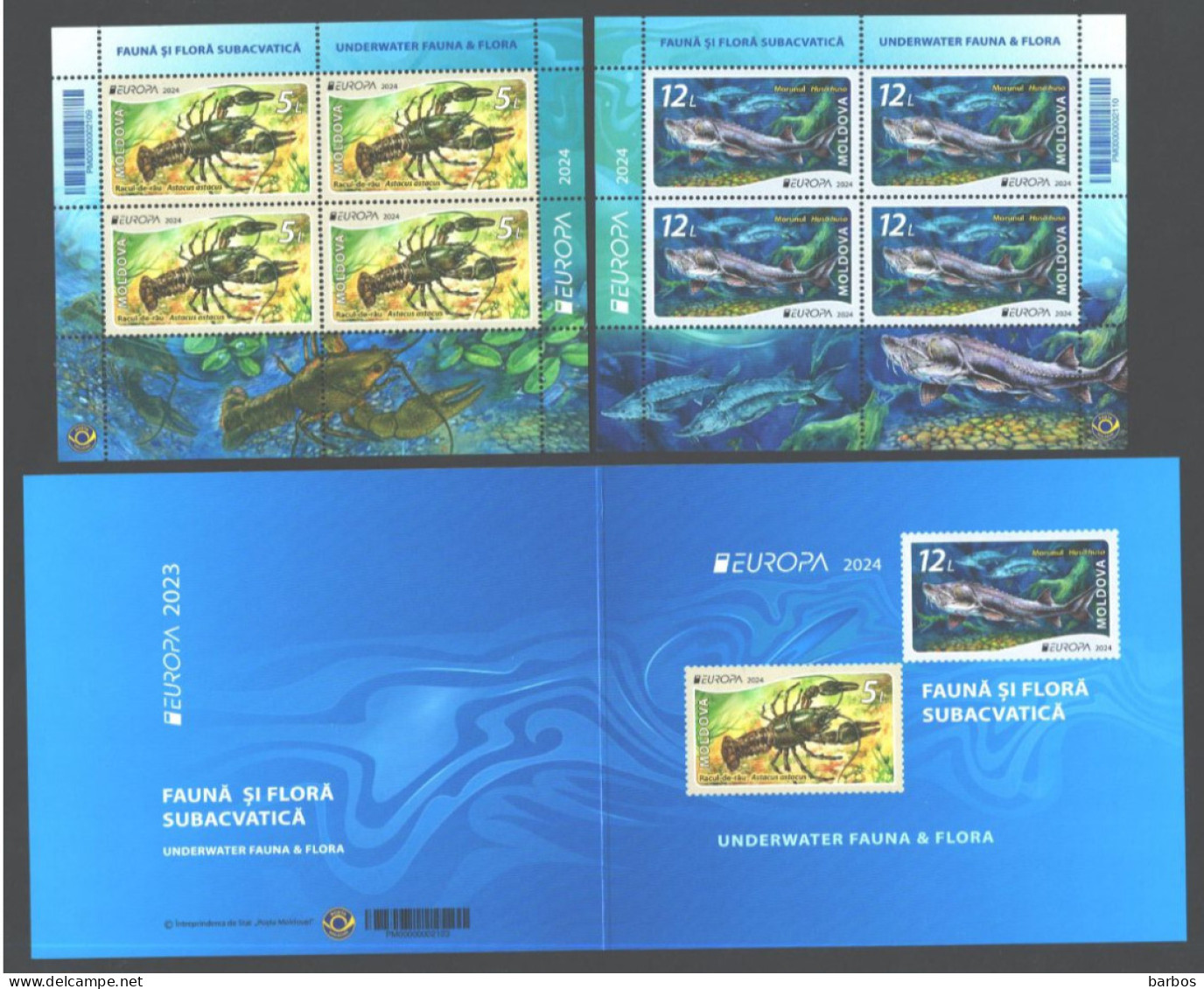 Moldova ,  Europa  2024 Underwater Flora And Fauna,  Fish, Crayfish , Booklet, MNH - Moldawien (Moldau)