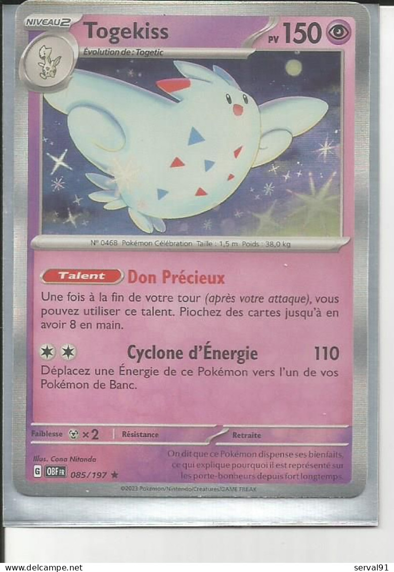 CARTE TOGEKISS HOLOGRAPHIQUE FLAMMES OBSIDIENNES N° 85 - Ecarlate & Violet