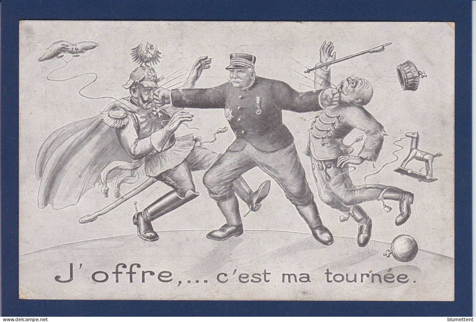 CPA 1 Euro Satirique Kaiser Caricature Allemagne Germany Prix De Départ 1 Euro écrite - Satirical