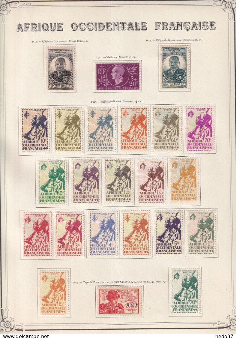 A.O.F. - Collection Neufs Sans Gomme - TB - Unused Stamps