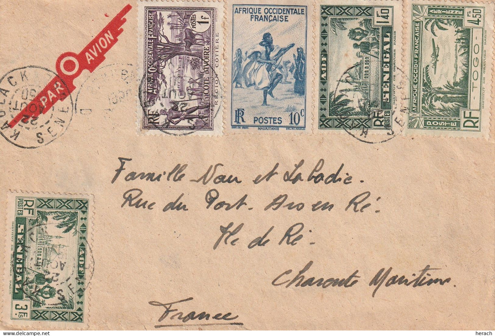 Sénégal Lettre Kaolack Pour La France1950 - Lettres & Documents