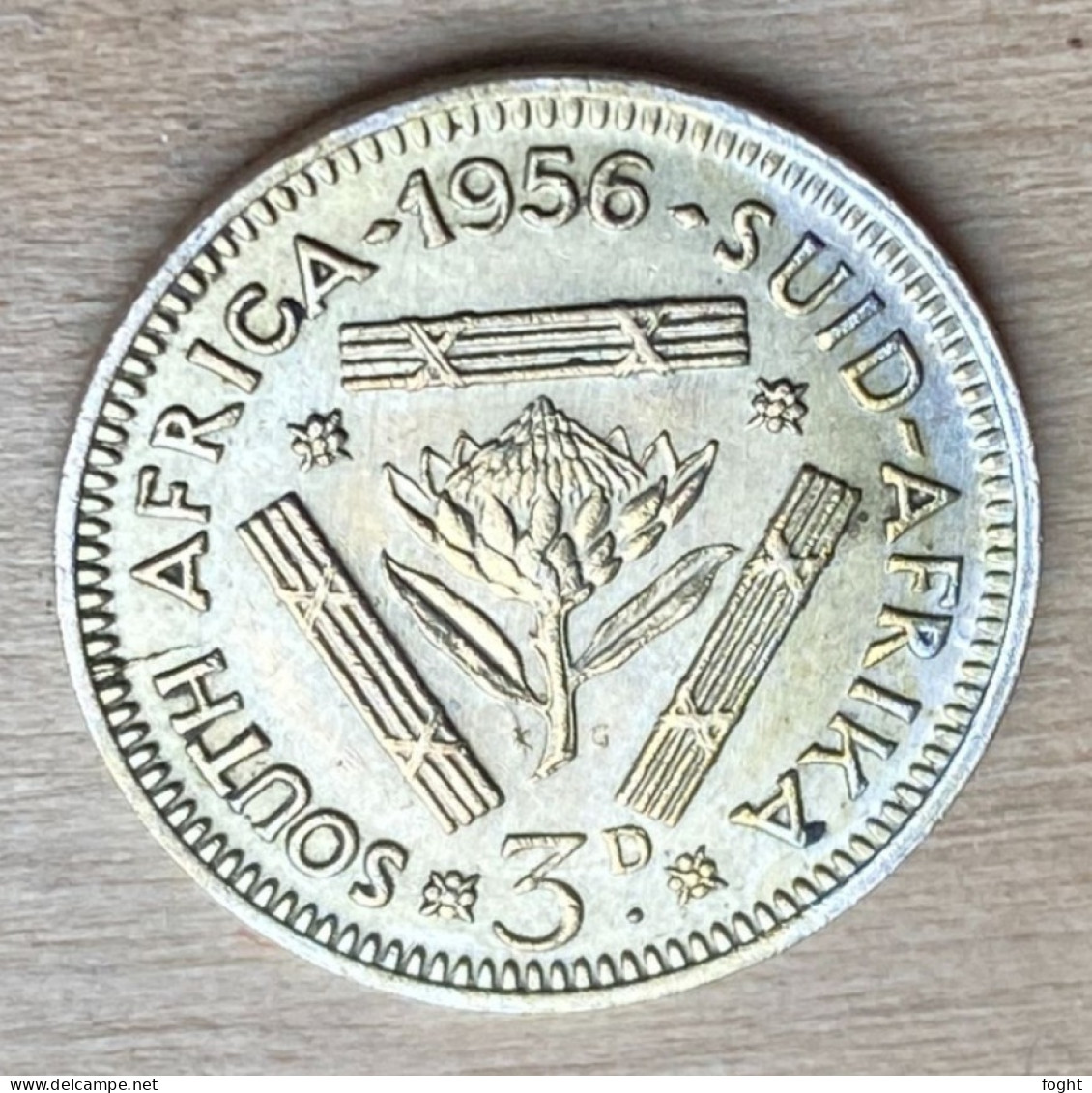 1956 South Africa .500 Silver Coin 3 Pence,KM#47,7271 - Sudáfrica