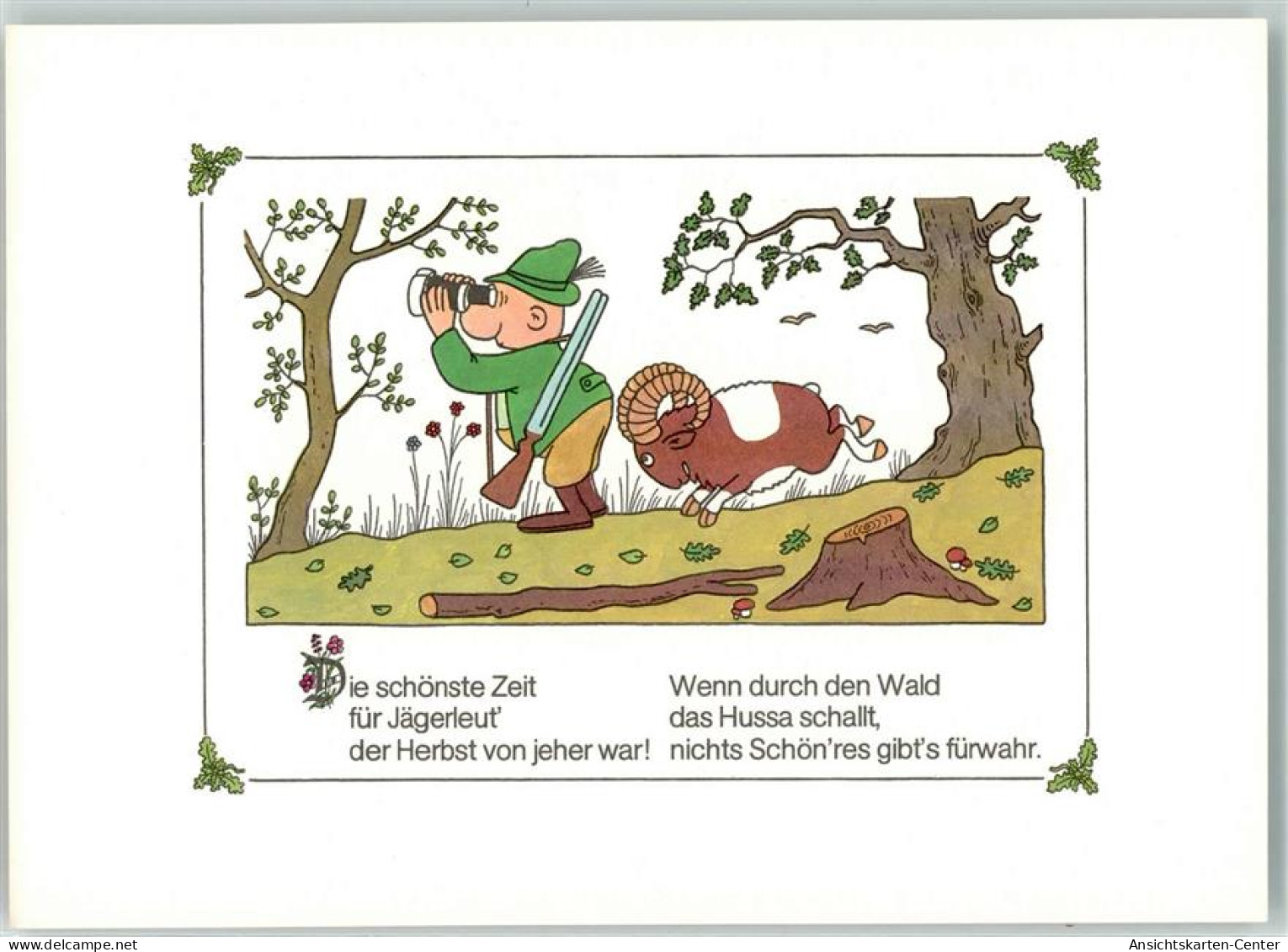 39288704 - Humor , Jaeger , Fernrohr , Ziege , Sign. Eugen Gliege , Verlag VEB - Chasse