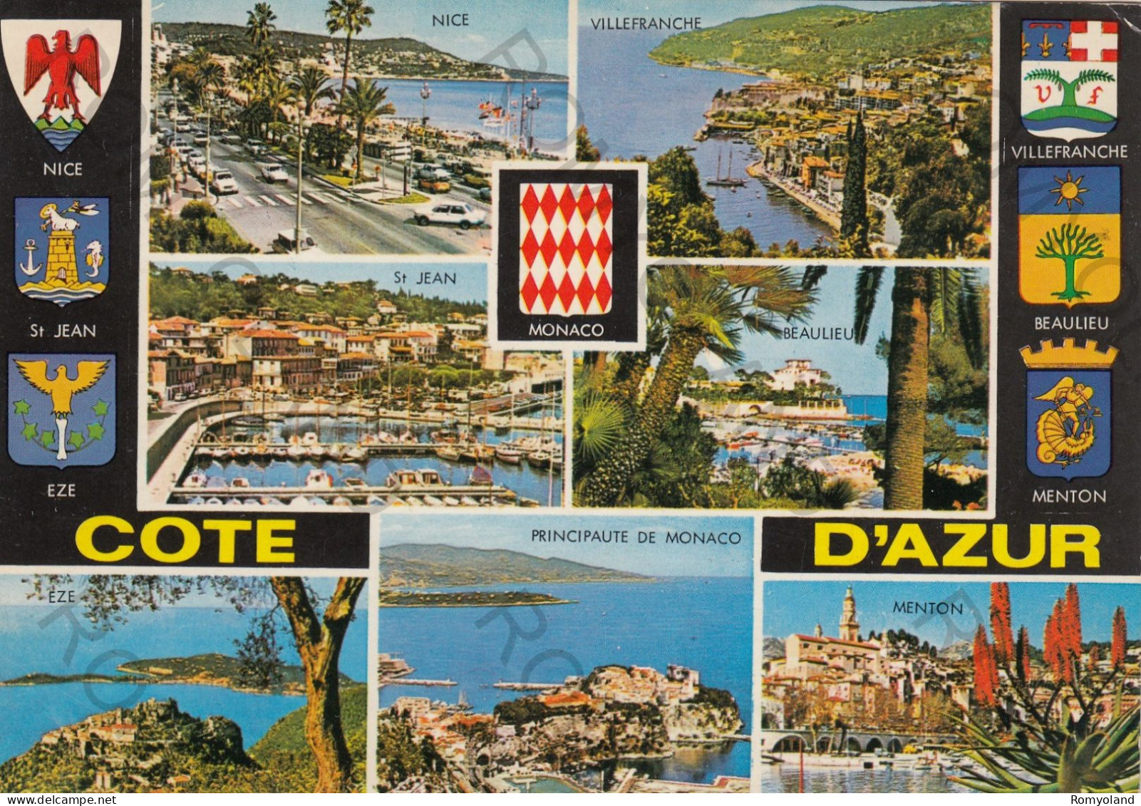 CARTOLINA  C8 COTE D'AZUR,FRANCIA-NICE-VILLEFRANCHE-ST. JEAN-BEAULIEU-EZE-MENTON-PRINCIPAUTE DE MONACO-VIAGGIATA 1984 - Menton