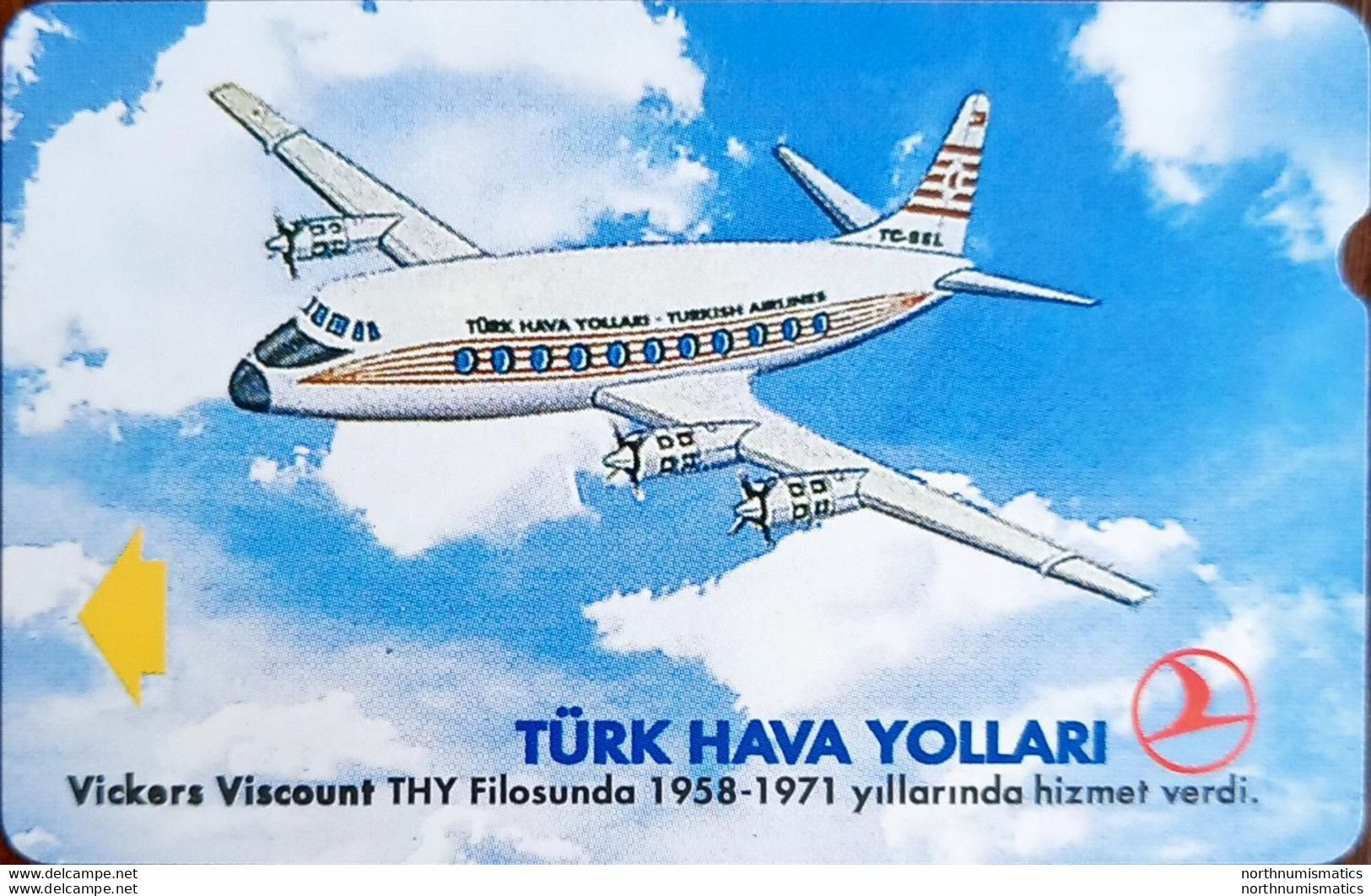Turkey Phonecards THY Aircafts Vickers Viscount PTT 30 Units Unc - Sammlungen