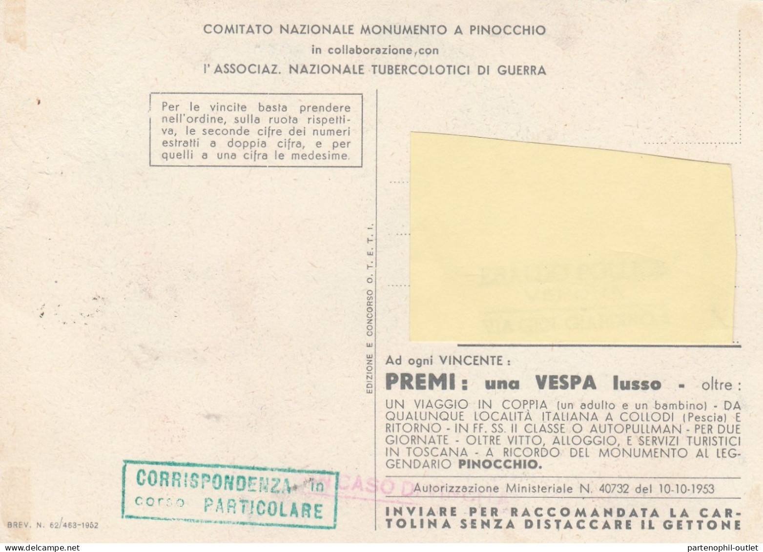 Cartolina - Postcard / Non Viaggiata / Pinocchio - Comitato Nazionale. - Märchen, Sagen & Legenden