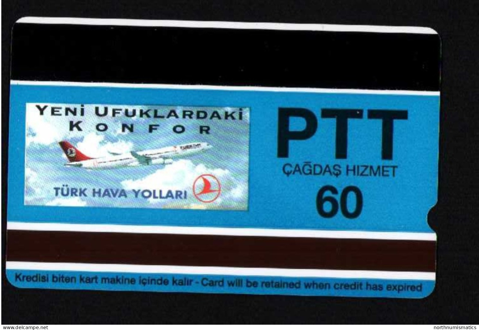 Turkıye Phonecards-THY Vickers Viscount 60 Units PTT Unused - Colecciones