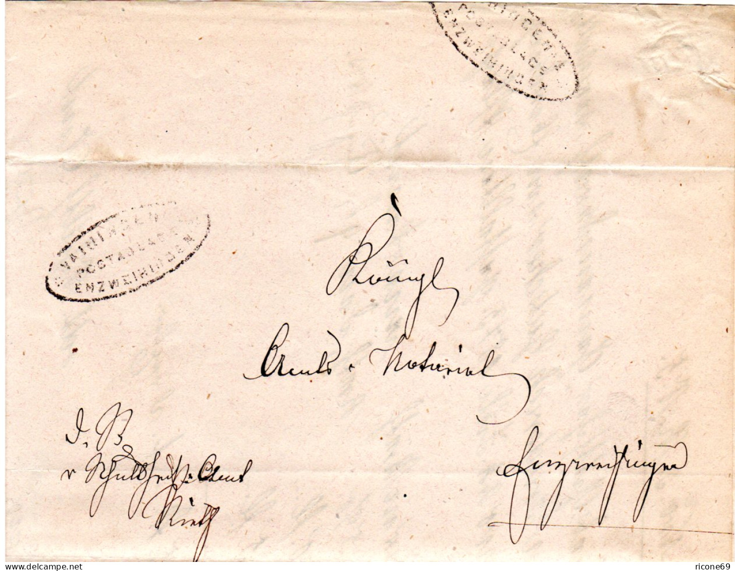Württemberg 1873, 2x Postablage Enzvaihingen Innen U. Aussen Auf Wende Brief  - Storia Postale
