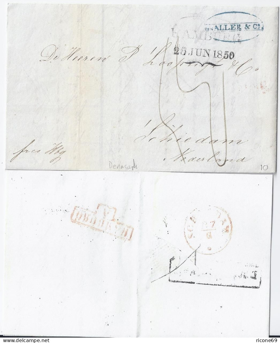 Dänemark Hamburg NL 1850, Forwarder Porto Brief V. Helsingör N. Schiedam. #587 - Altri & Non Classificati