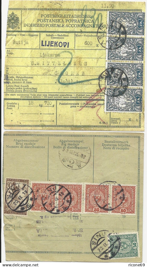 1919, Österreich Jugoslawien Mischfrankatur Auf Begleitschein V. Sinj. #2812 - Cartas & Documentos