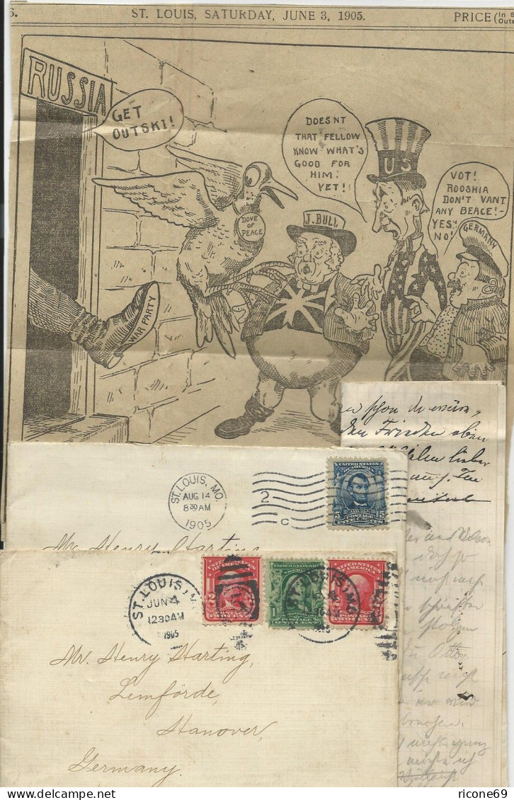 1905, 2 USA Brief M. Interessanten Inhalten U.a. Zum Russland Japan Krieg. #1992 - Unclassified