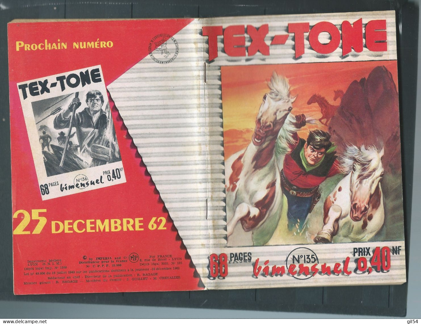 Bd " Tex-Tone  " Bimensuel N° 135 " Qui Est L'imposteur ?     "      , DL  10 DECEMBRE 1962  - BE- RAP 0701 - Small Size