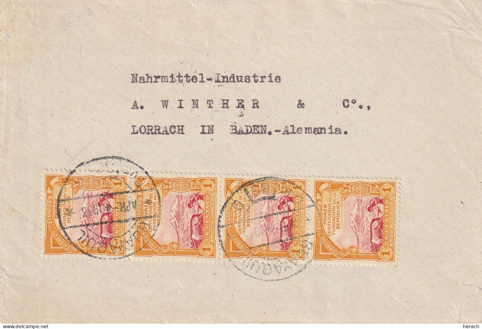 Equateur Lettre Guayaquil Pour L'Allemagne 1933 - Ecuador