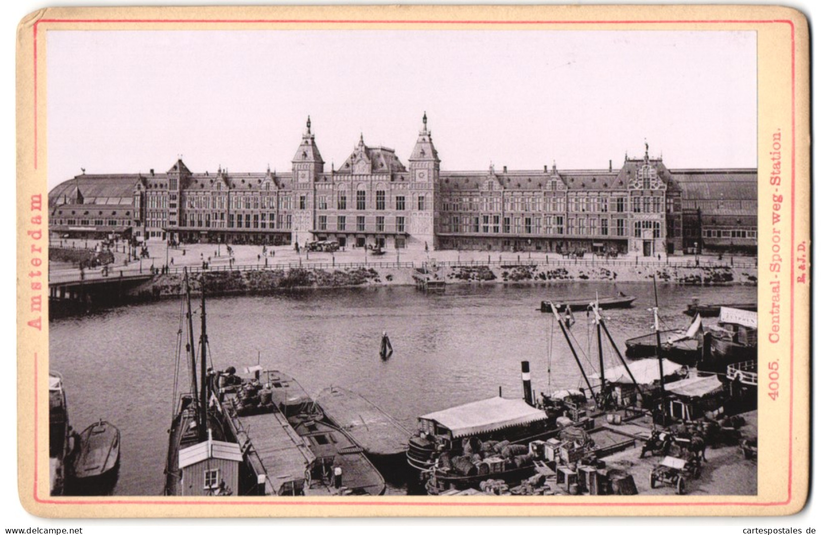 Fotografie Römmler & Jonas, Dresden, Ansicht Amsterdam, Blick Nach Der Central-Spoorweg Station, Hauptbahnhof  - Lugares