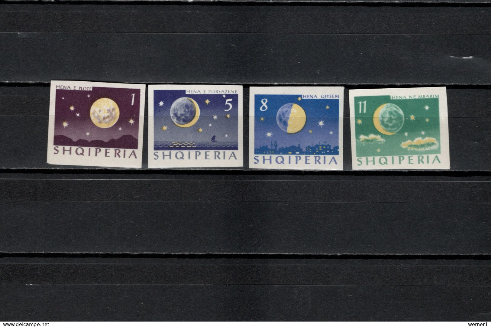 Albania 1964 Space, 4 Moonphases Set Of 4 Imperf. MNH - Europe