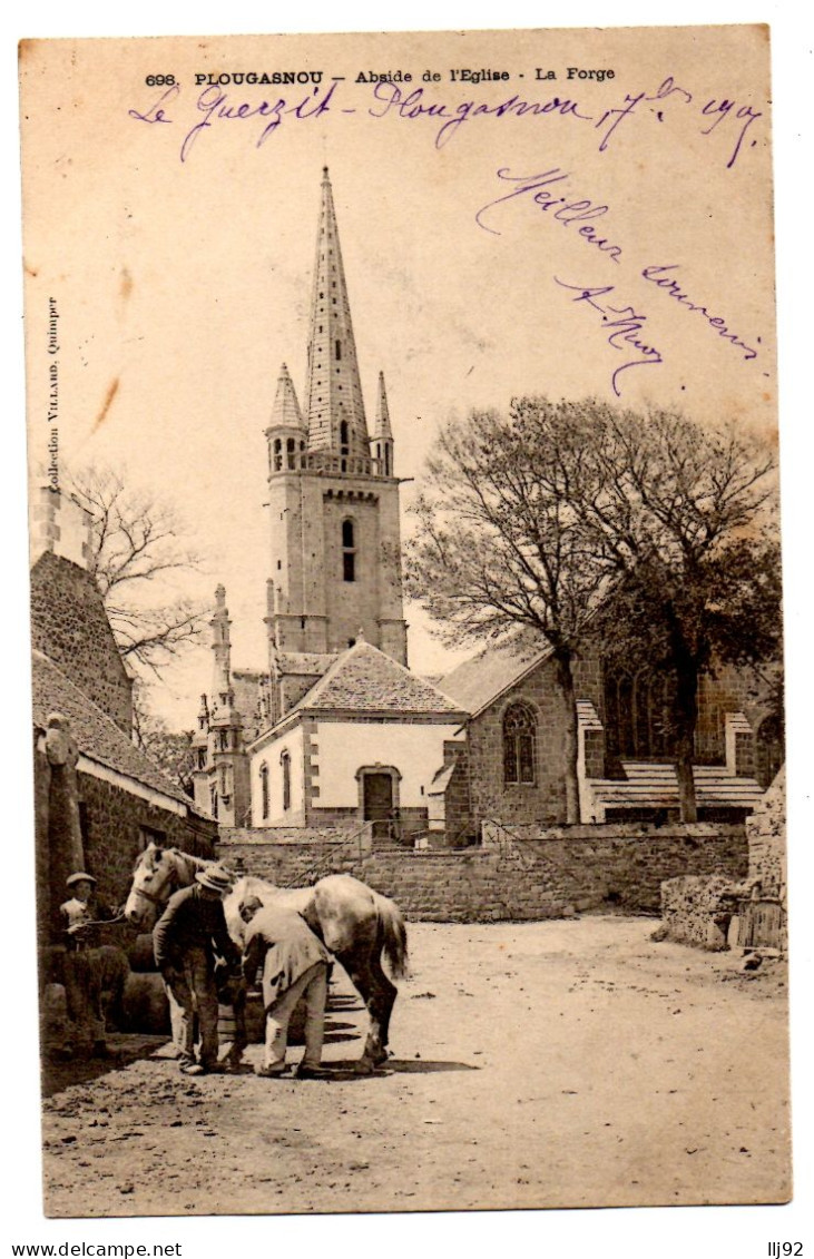 CPA 29 - PLOUGASNOU (Finistère) - 698. Abside De L'Eglise - La Forge (animation) - Dos Non Divisé - Plougasnou