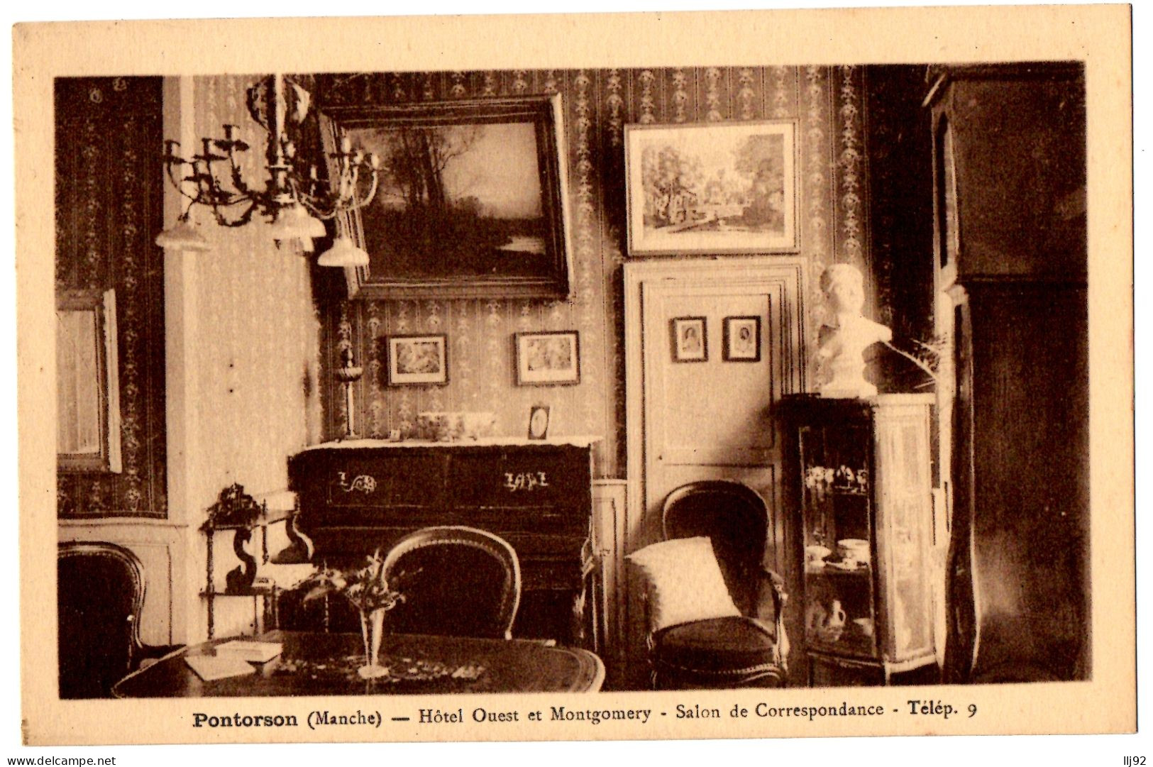 CPA 50 - PONTORSON (Manche) - Hôtel Ouest Et Montgomery - Salon De Correspondance - Télép. 9 - Pontorson