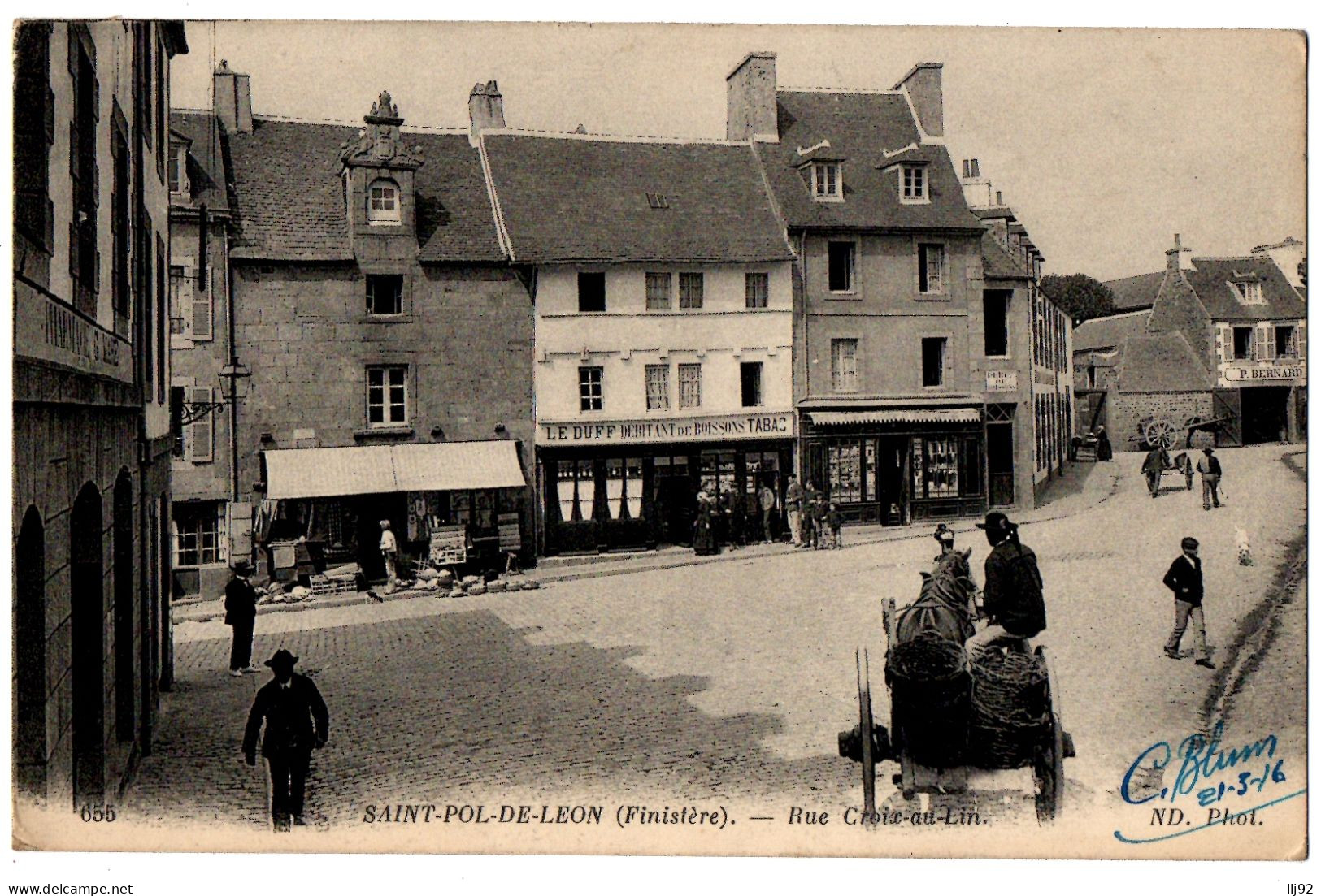 CPA 29 - SAINT POL DE LEON (Finistère) - 655. Rue Croix-au-lin - ND Phot (animée) - Saint-Pol-de-Léon