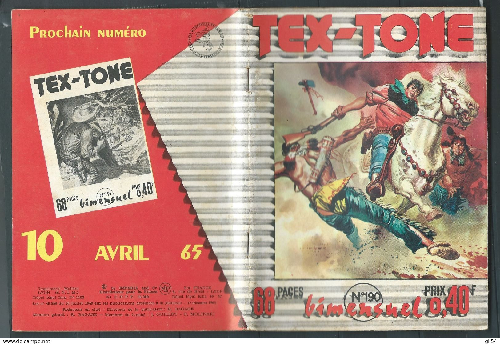 Bd " Tex-Tone  " Bimensuel N° 190 "  2 Beaux Chevaux , 3 Beaux Coquins  "      , DL  1 Er  Tri.  1965  - BE- RAP 0703 - Small Size