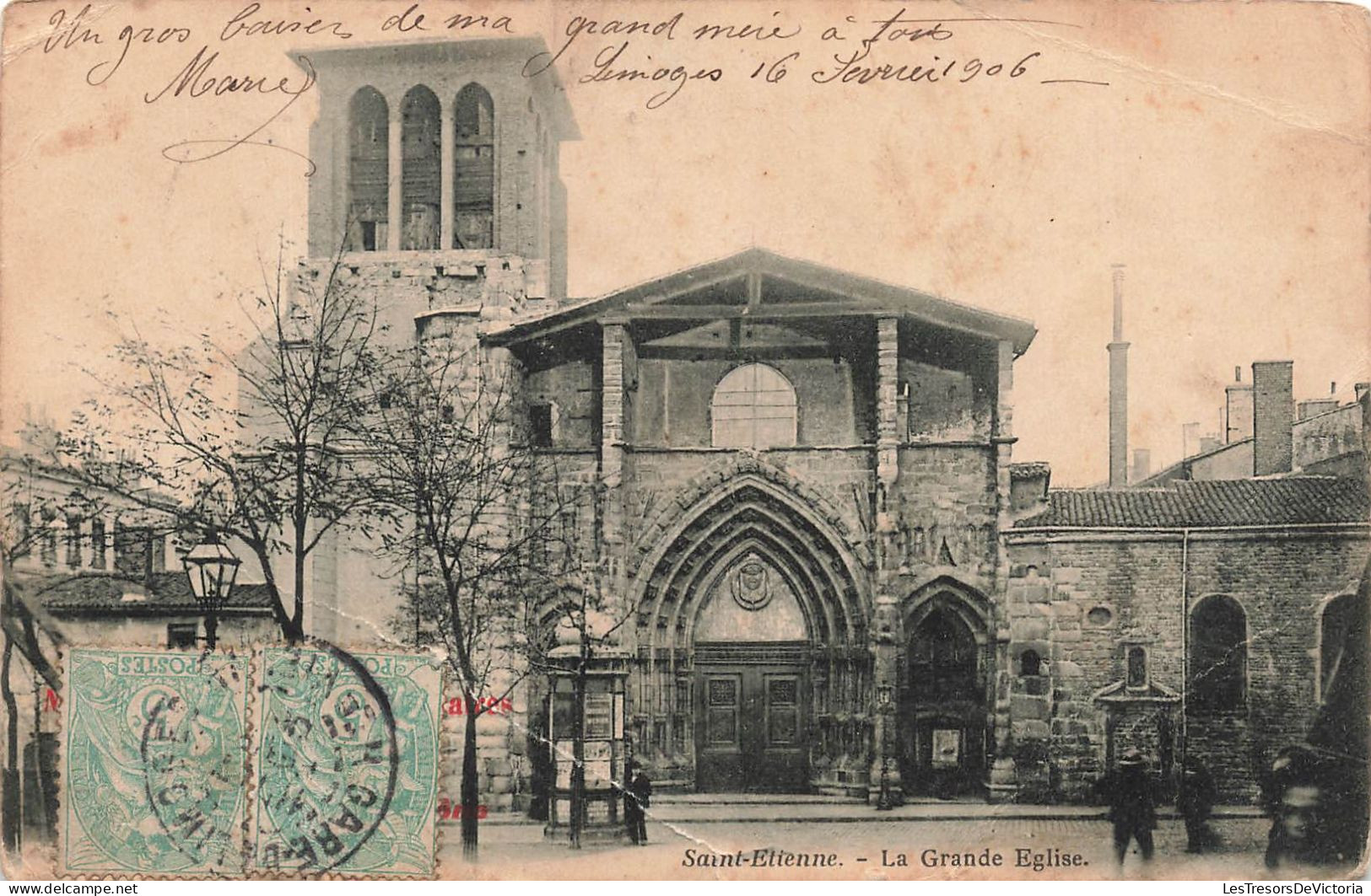 FRANCE - Saint Etienne - Vue Sur La Grande Eglise - Vue Générale - Animé - Carte Postale Ancienne - Saint Etienne