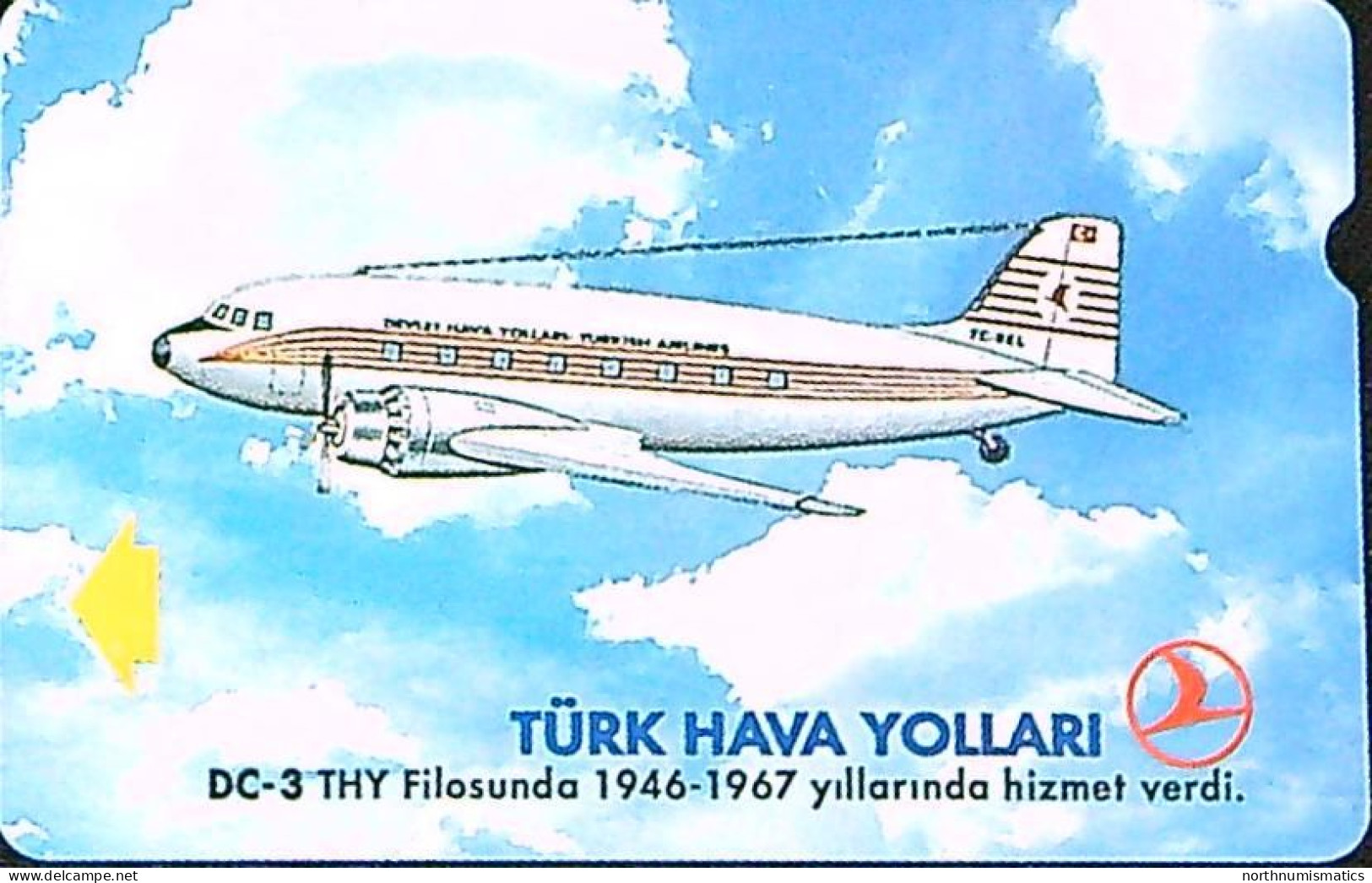 Turkey Phonecards THY Aircafts DC-3 PTT 100 Units Unc - Colecciones