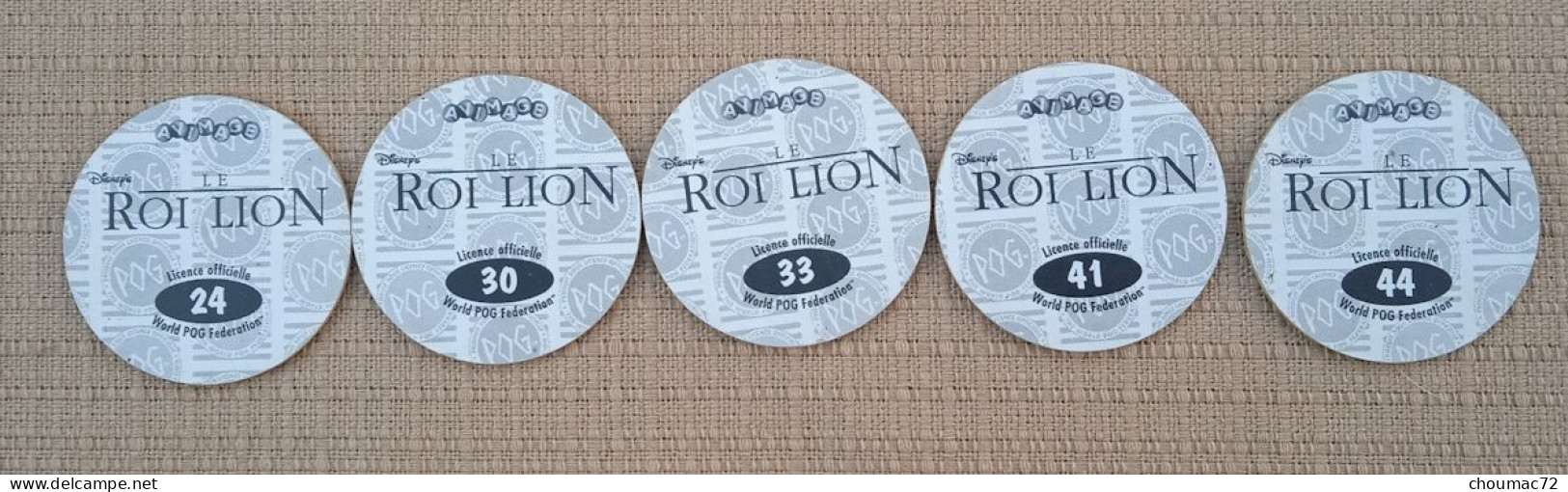 POG 023, Lot De 5 Pogs Avimage Disney Le Roi Lion - Otros & Sin Clasificación