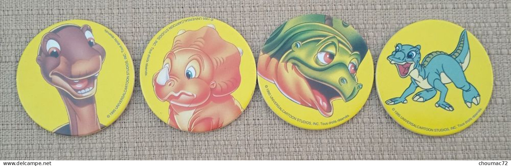 POG 009, Lot De 4 Pogs Avimage Le Petit Dinosaure 1995 Universalcartoon Studios - Autres & Non Classés