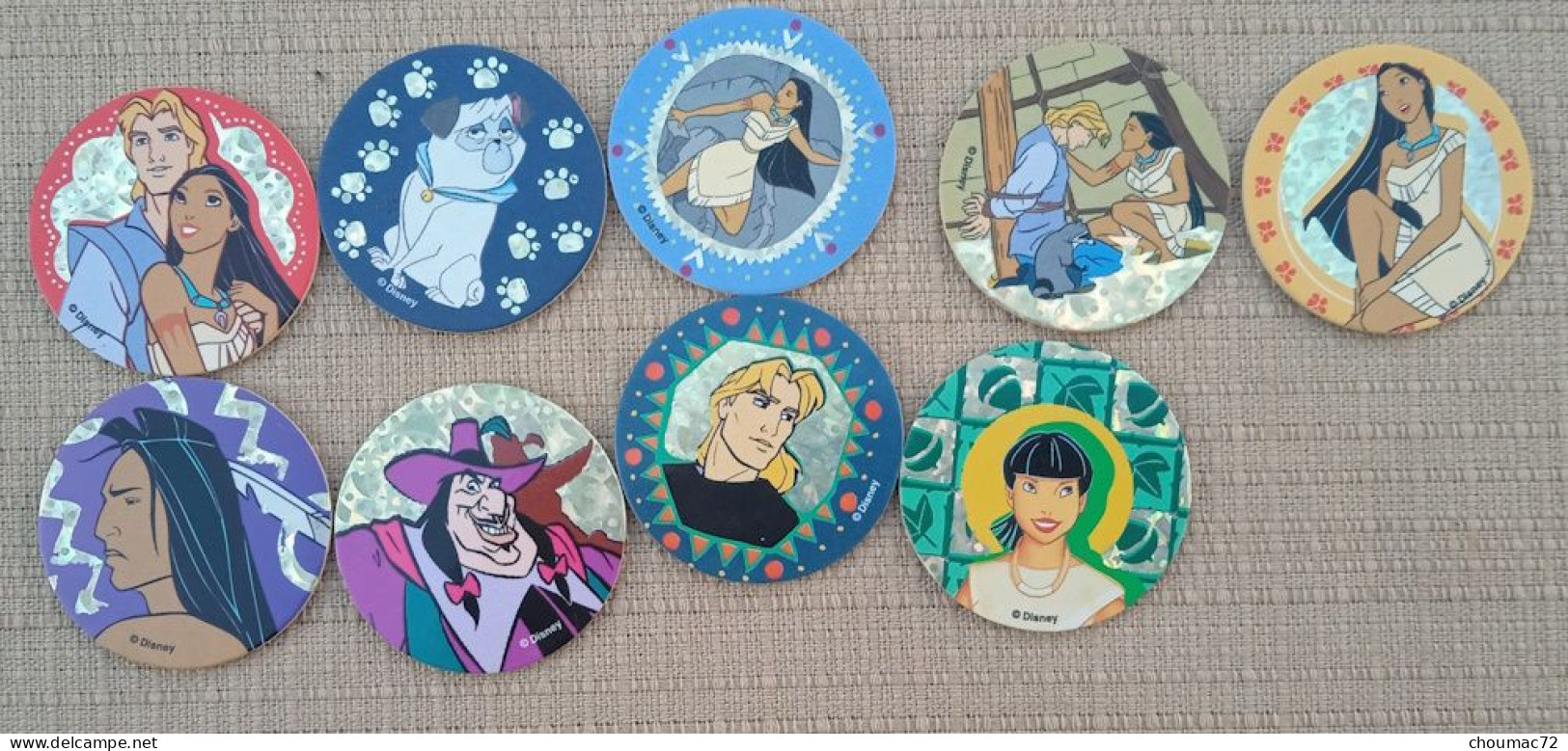 POG 011, Lot De 9 Pogs Avimage Pacahontas Diney - Otros & Sin Clasificación