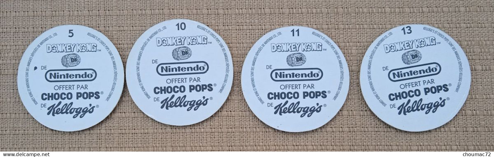 POG 010, Lot De 4 Pogs Nintendo Choc Pops Kellog's Donkey Kong - Autres & Non Classés