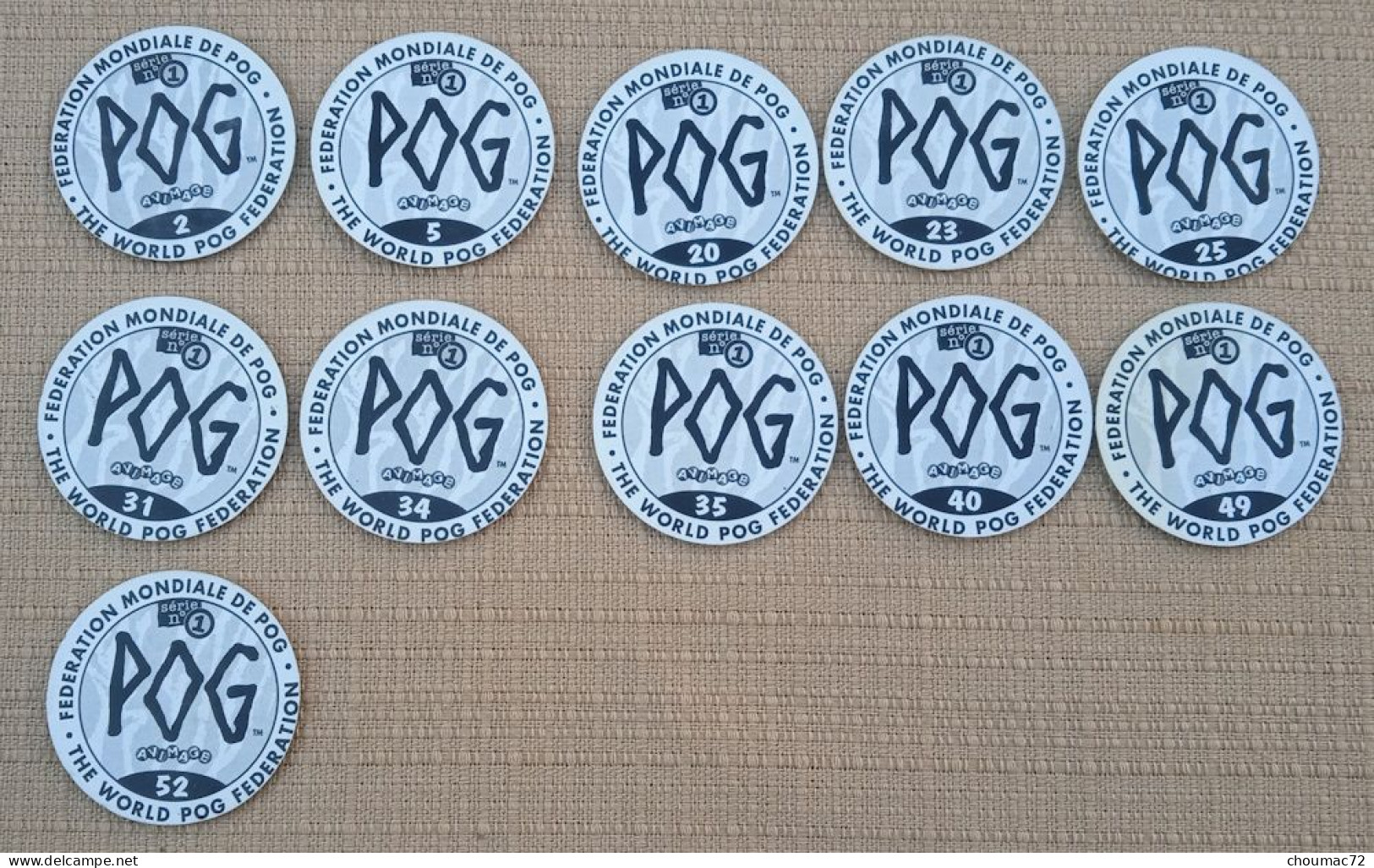 POG 001, Lot De 11 Pogs Avimage Série N° 1 WPF 1994 - Autres & Non Classés