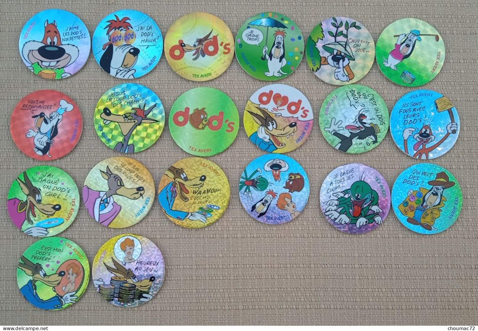 POG 003, Lot De 20 Pogs Dod's De Père Dodu Tex Avery 1995 Turner Ent. - Other & Unclassified