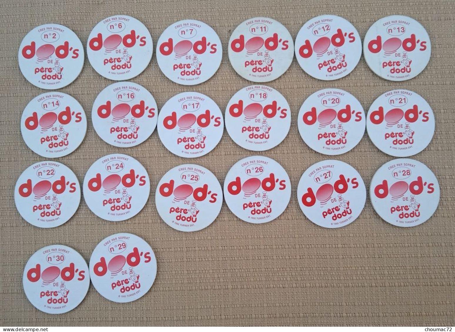 POG 003, Lot De 20 Pogs Dod's De Père Dodu Tex Avery 1995 Turner Ent. - Other & Unclassified