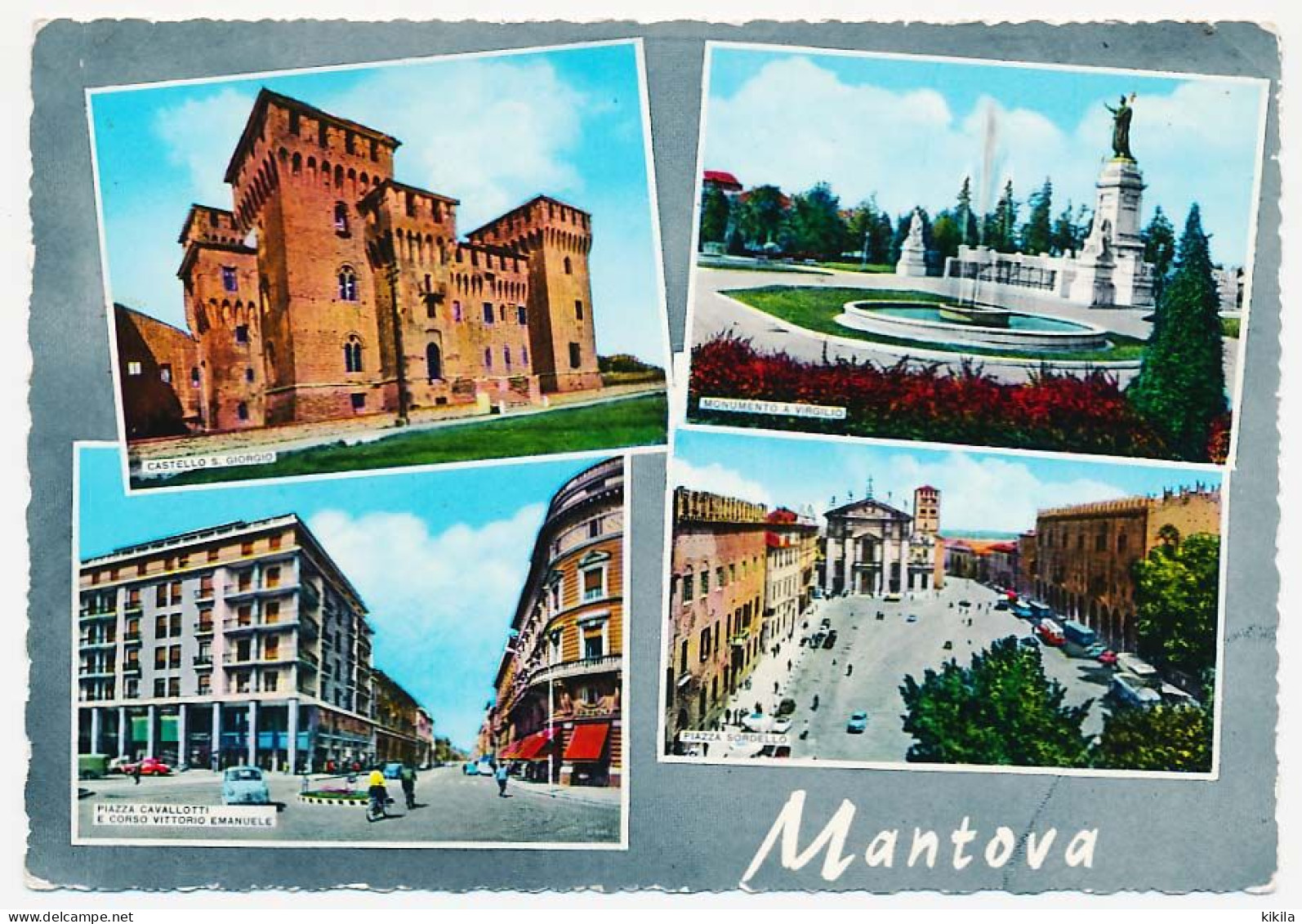 CPSM Dentelée 10.5 X 15 Italie (440) MANTOVA Mantoue Castello S. Giorgio  Piazza Sordello  Monumento A Virgilio - Mantova