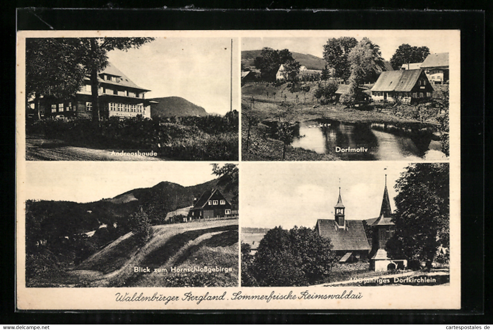 AK Reimswaldau, Andreasbaude, 400 Jährige Dorfkirche, Ortspartie Mit Teich  - Schlesien