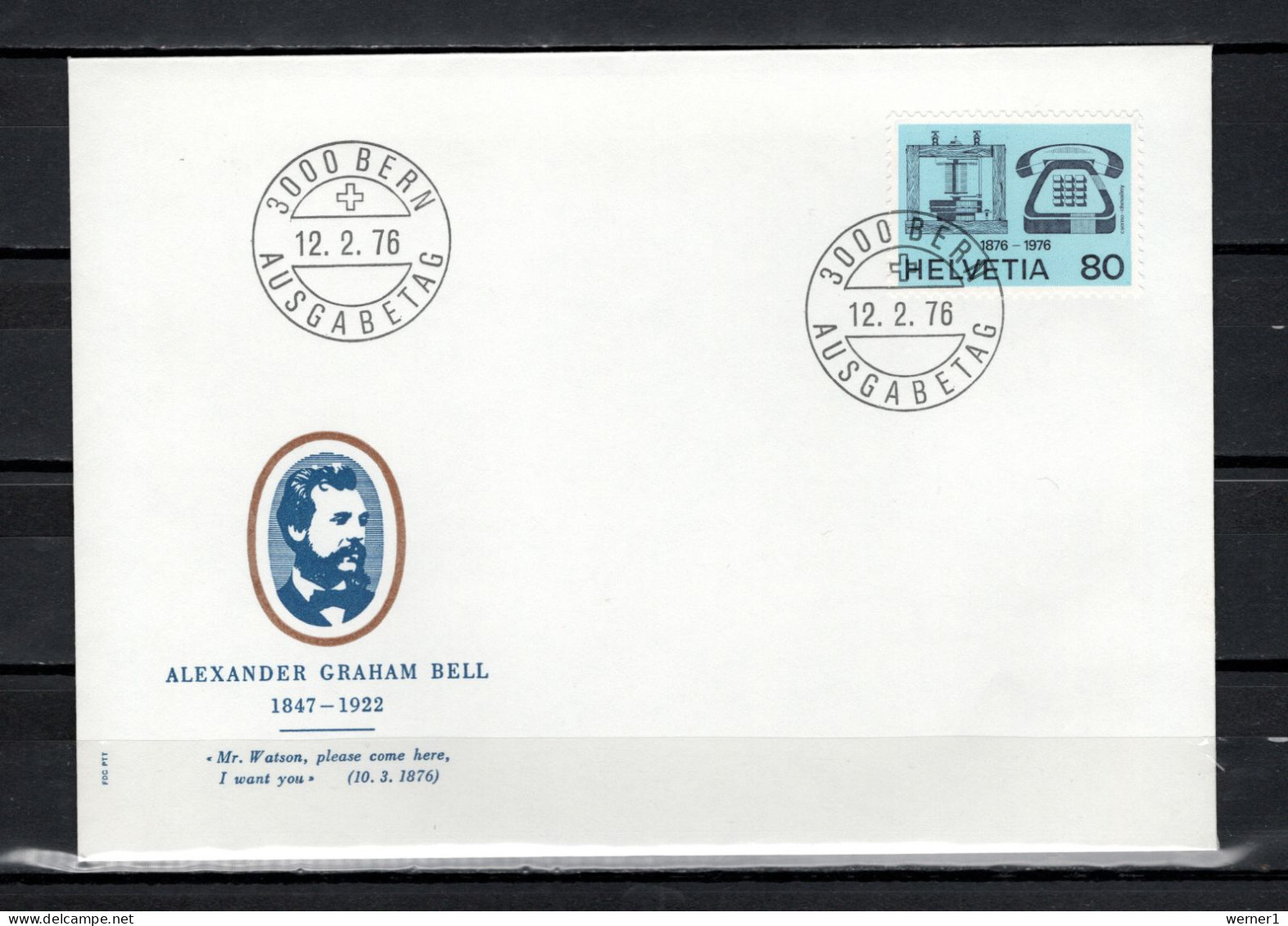 Switzerland 1976 Space Telephone Centenary Stamp On FDC - Europa