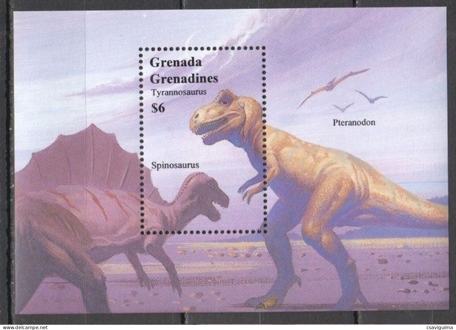 Grenada Grenadines - 1994 - Prehistorics: Tyrannosaurus, Spinosaurus - Yv Bf 301 - Prehistorisch