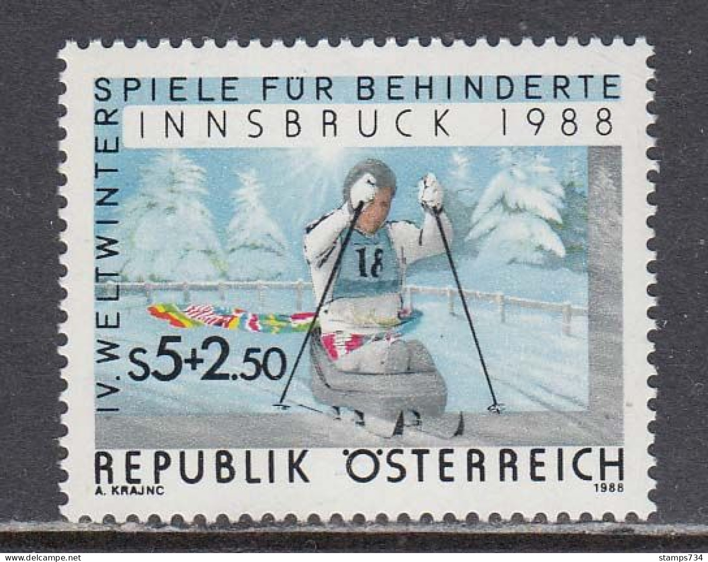 Austria 1988 - Winterspiele Fuer Behinderte, Mi-Nr. 1910, MNH** - Neufs