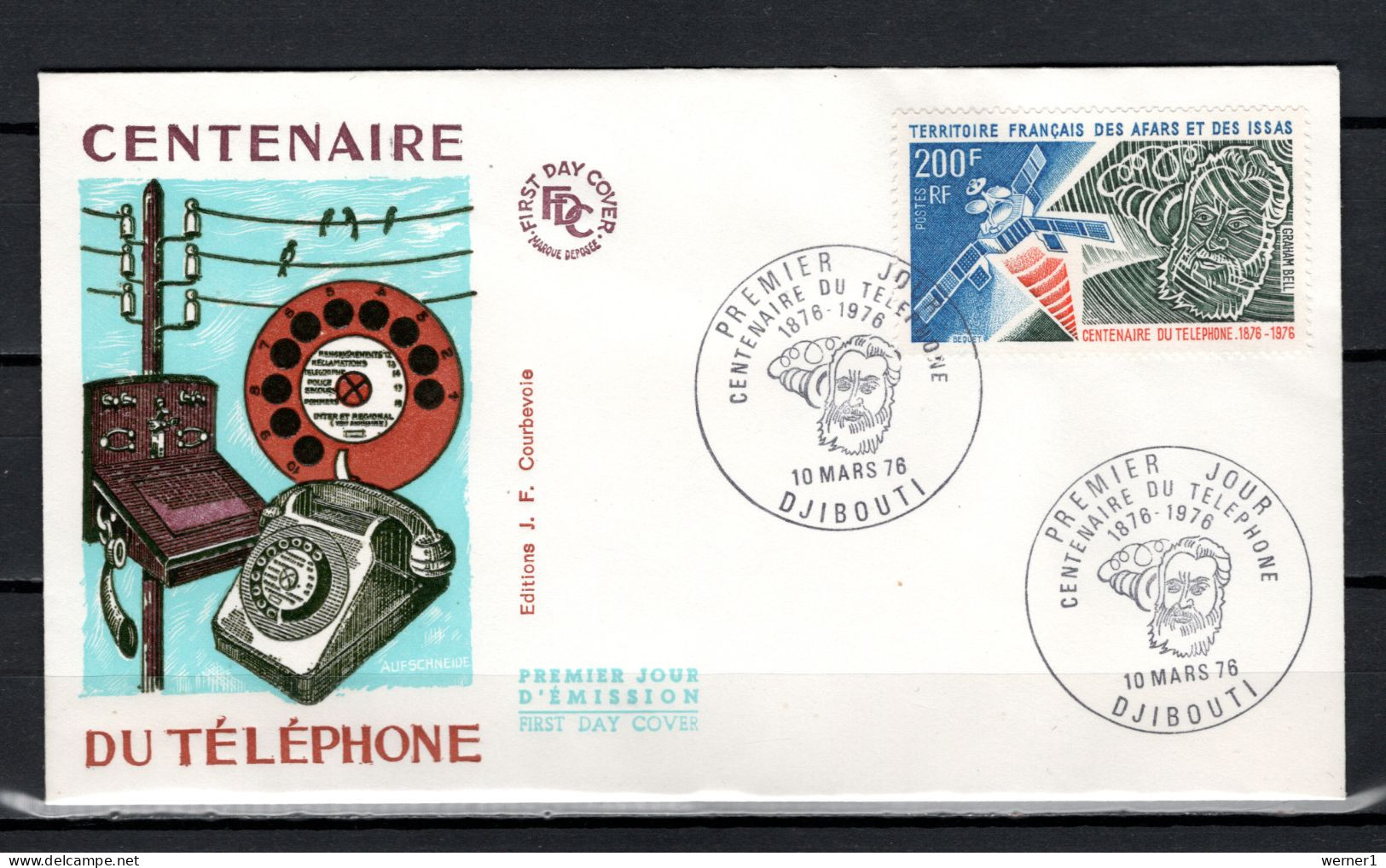 French Afar And Issa 1976 Space Telephone Centenary Stamp On FDC - Afrika