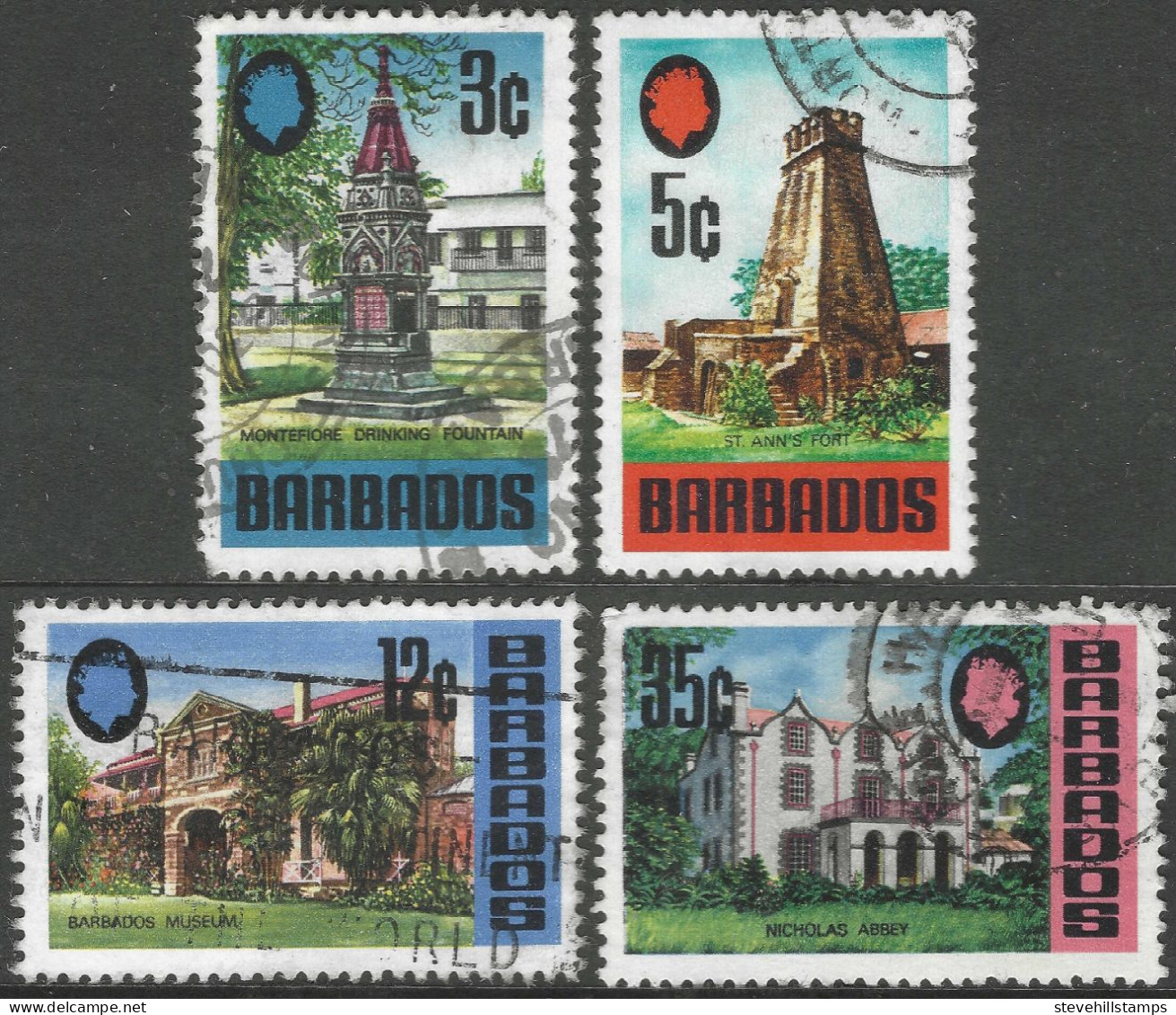 Barbados. 1970 Definitives. 4 Used Values To 35c (3c, 5c, 12c, 35c). SG 401a Etc. M4097 - Barbados (1966-...)