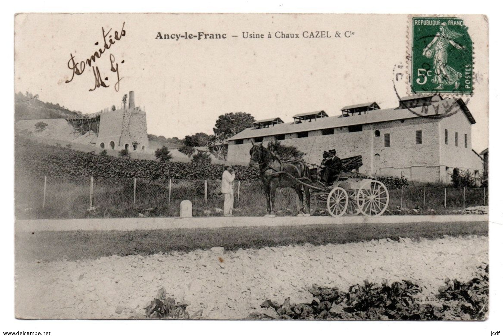 89 ANCY LE FRANC Usine à Chaux CAZEL Cie - Edit Gagin 1907 - Attelage - Ancy Le Franc