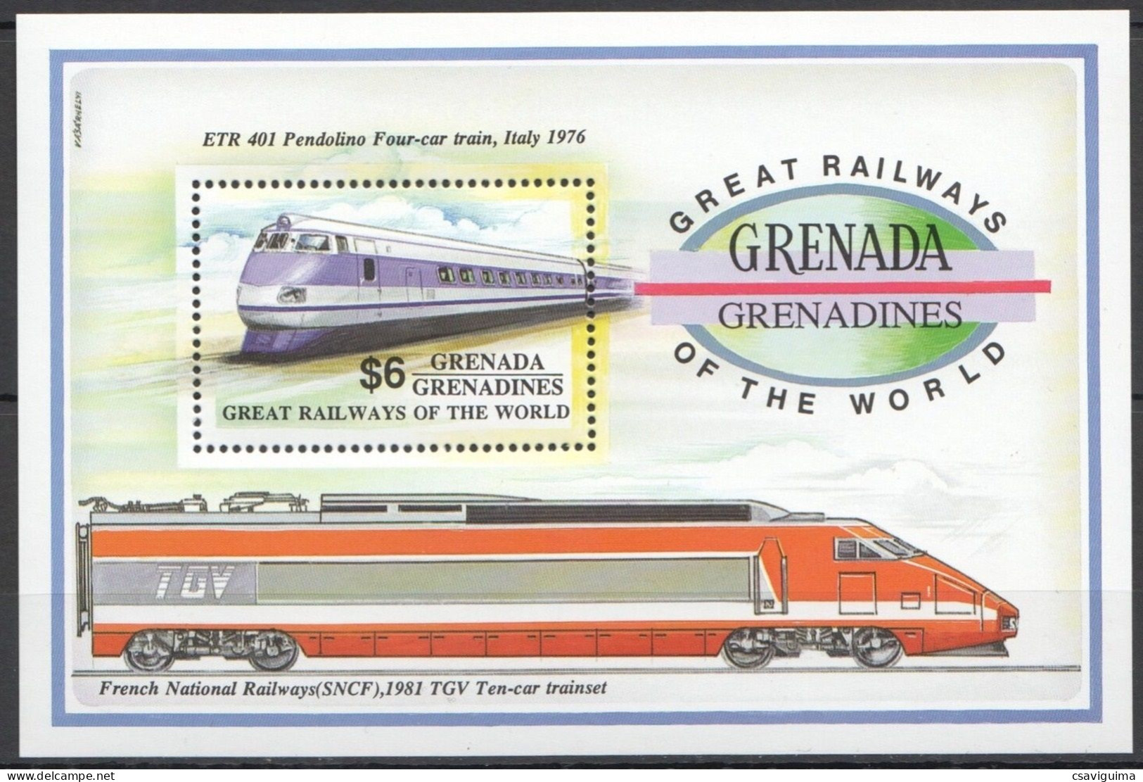 Grenada Grenadines - 1992 - Train: Great Railways Of The World - Yv Bf 243 - Trains