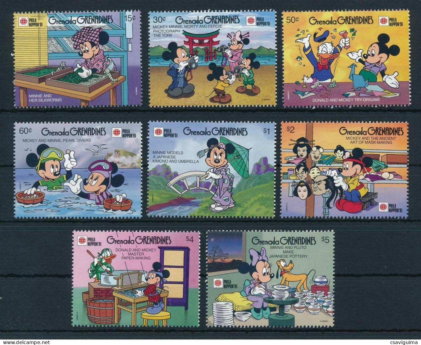 Grenada Grenadines - 1991 - Disney: Phila Nippon - Yv 1180/83 + 1224/27 - Disney