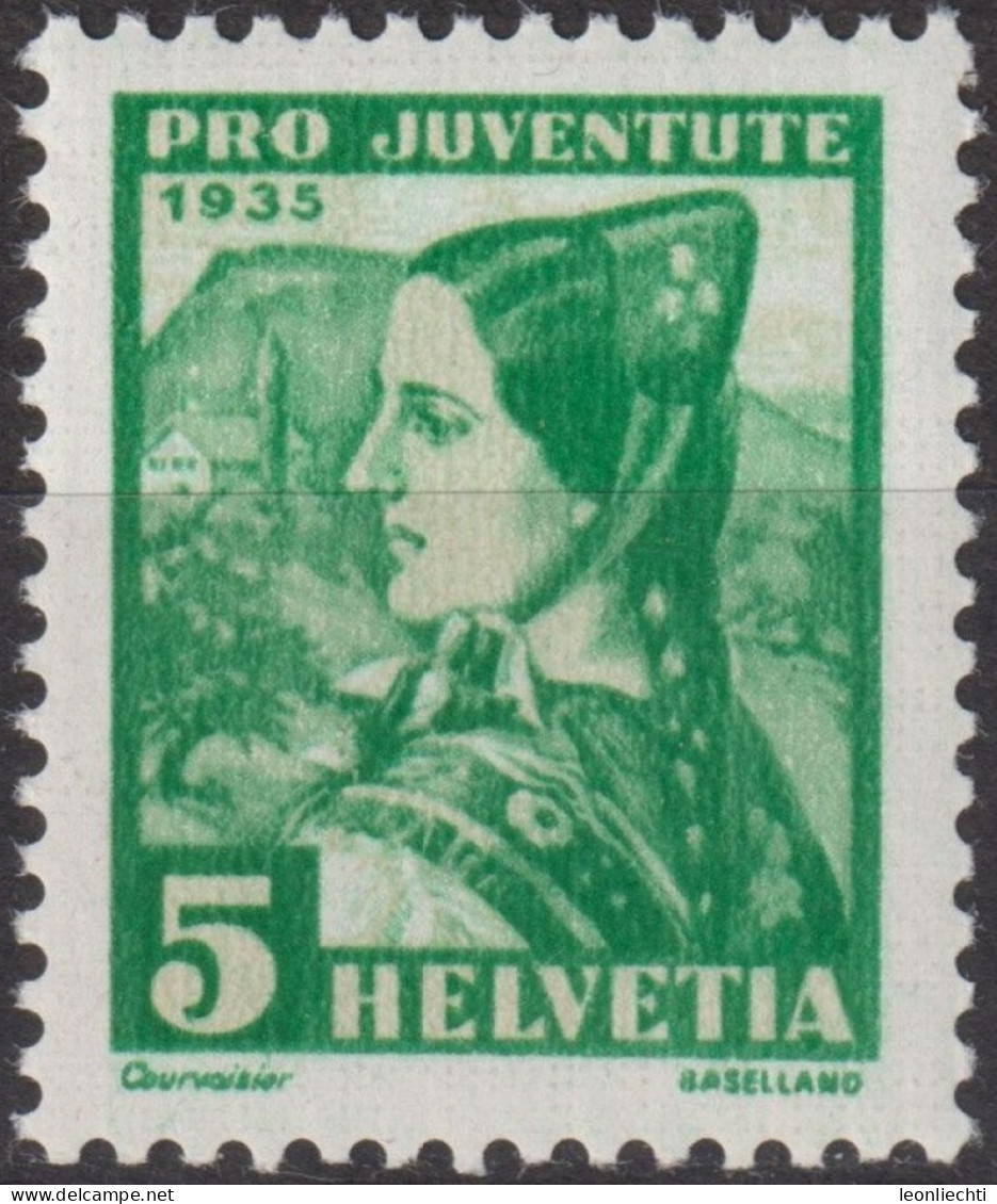 1935 Schweiz / Pro Juventute ** Zum:CH J73, Mi:CH 287, Yt:CH 282, Frauentracht, Basellandschäftlerin - Unused Stamps