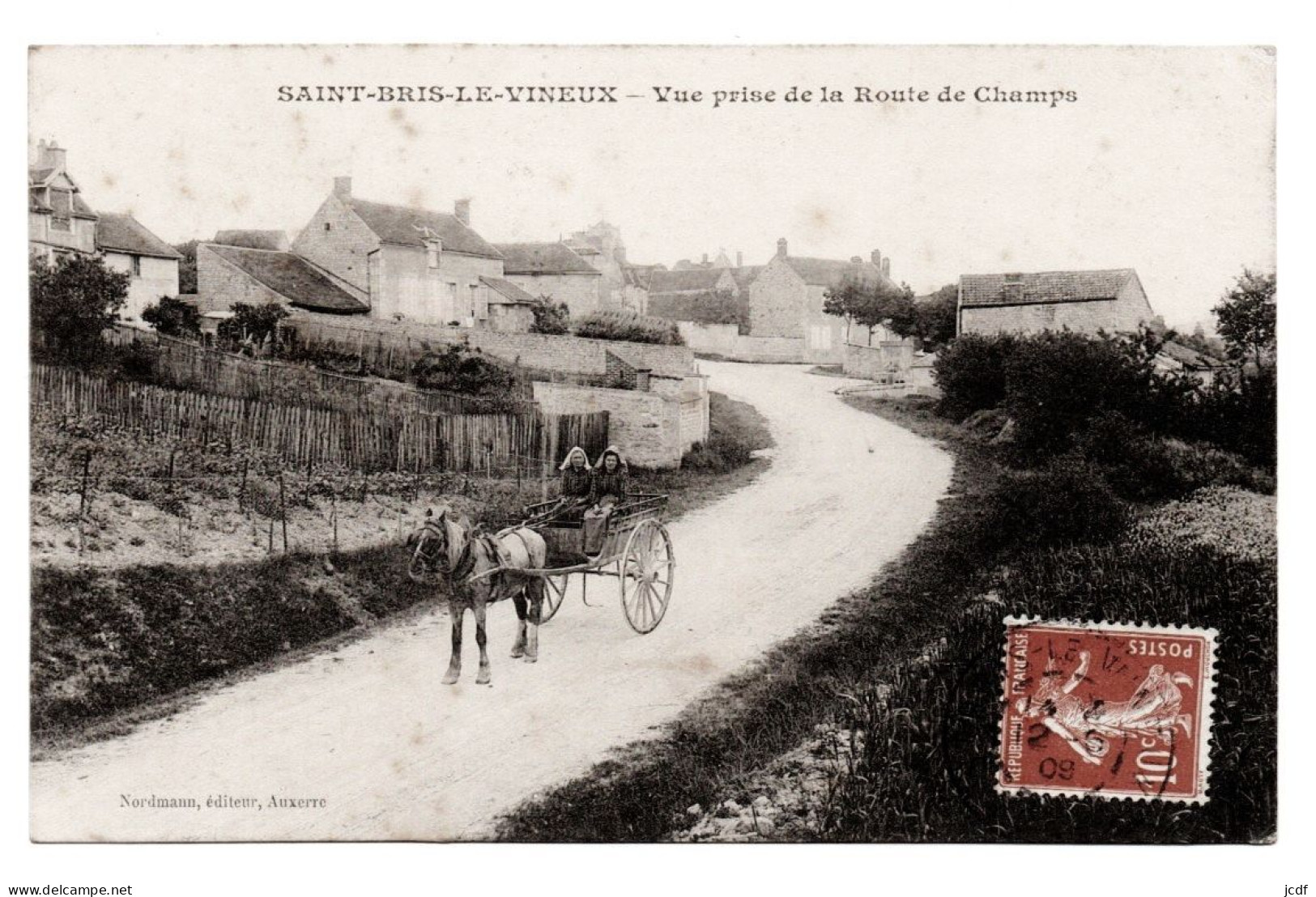 89 ST SAINT BRIS LE VINEUX Vue Prise De La Route De Champs - Edit Nordmann - 1909 - Attelage Carriole - Saint Bris Le Vineux