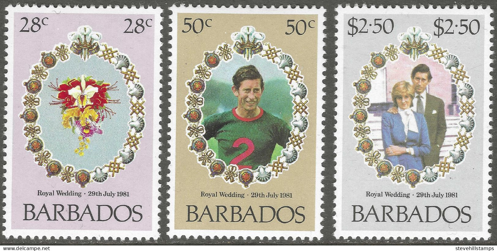 Barbados. 1981 Royal Wedding. MH Complete Set. SG 374-676. M4098 - Barbados (1966-...)