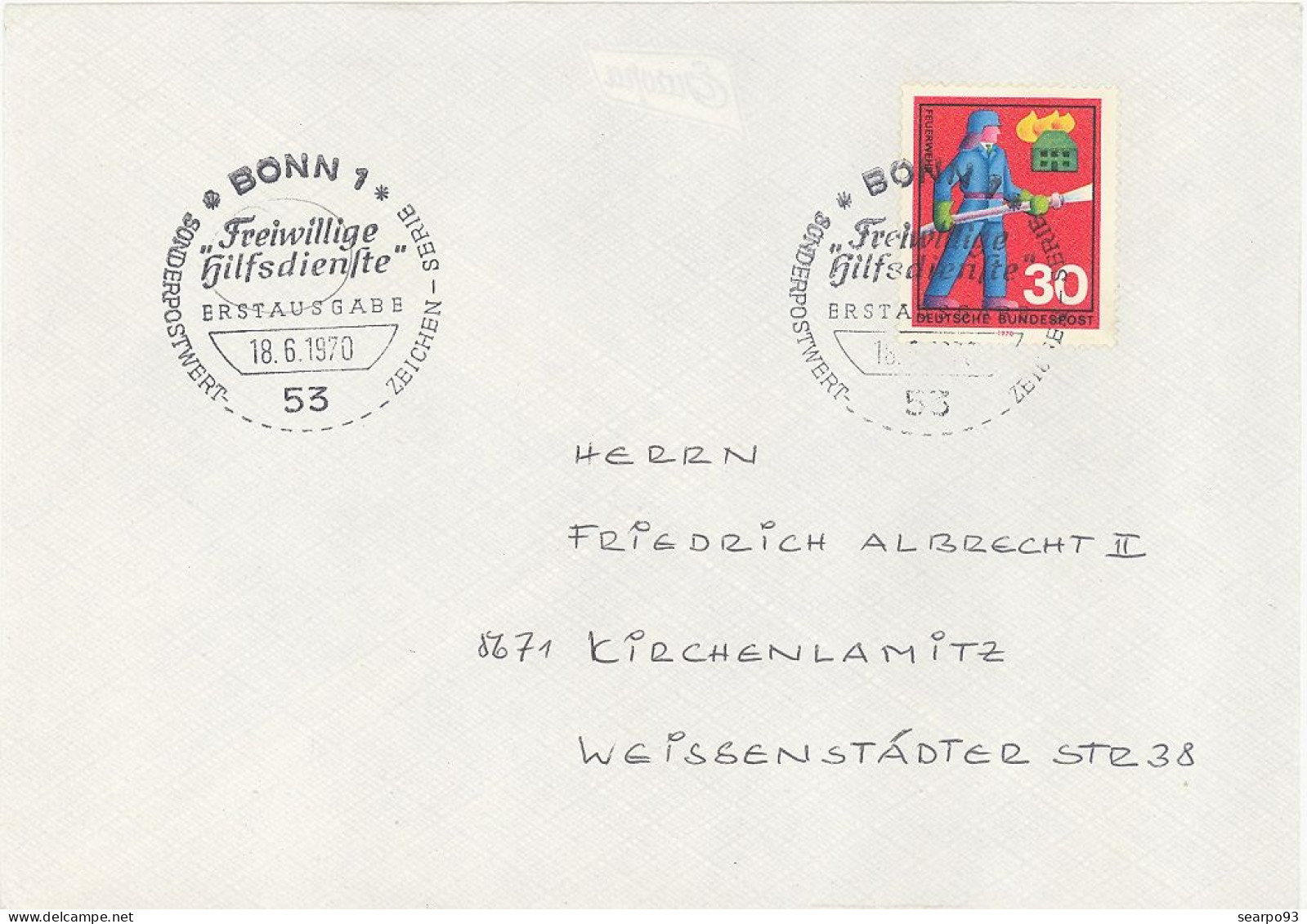 GERMANY. FDC. FIREMAN. 1970 - 1961-1970