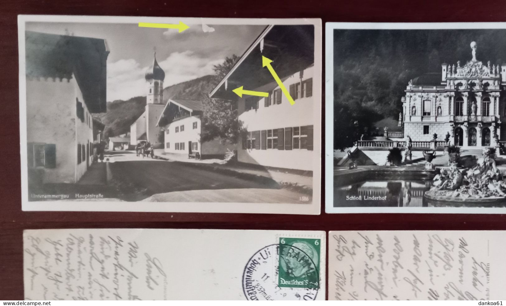 Unterammergau  Hauptstraße U. Schloß Linderhof, Gelaufen 1937. - Garmisch-Partenkirchen